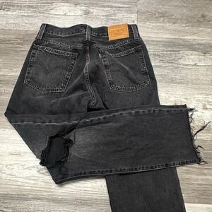 Levis Premium Red Tab Dark Wash Womens 26x28 Distressed Wedgie Straight Jeans